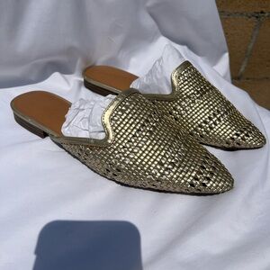 Universal Thread Gold Woven Mules